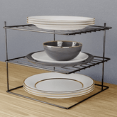 Suporte Organizador De Pratos Quadrado Preto - 26 cm - Ela Decora